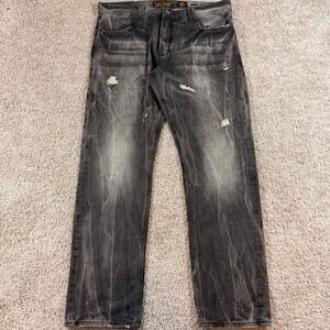 AKOO Jeans‎ Mens 38 Grey Good Distressed Faded Straight Leg Streetwear Denim